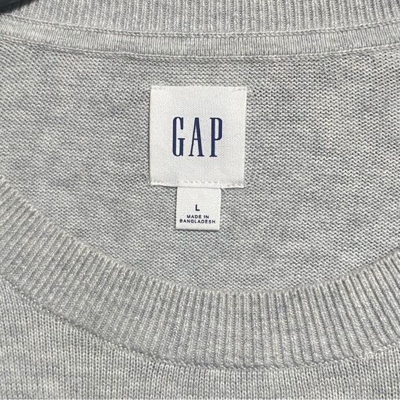Mens Gap Business Grey Cotton Long Sleeve Crewneck L - Picture 2 of 4